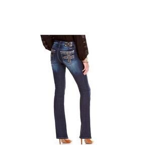 Miss Me Mid-Rise Bootcut Jeans with embellished back pockets size 32
